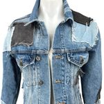 The Ragged Priest Women's Blue Patchwork Oversized Denim Jean Jacket Size S Photo 3