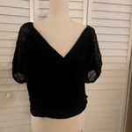 Lucy Paris NWT  Black Textured Faux-Wrap Top Size XL Puff Sleeves Photo 1