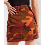 BDG Urban Outfitters Overdyed Orange Camo Print Raw Edge Mini Skirt S Photo 2