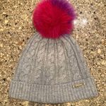 Burberry  Fur Pom Pom Wool and Cashmere Beanie Grey Pink Purple 54-59cm Photo 1