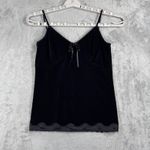 Old Navy Velvet Cami Top Black Lace Trim Ribbon Y2K Lingerie Tank Top Vintage Photo 1