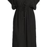 Lascana Short Sleeve Tie Front Maxi Duster Cover Up Black 10 Photo 0