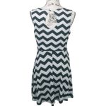 Sans Souci  Black White Chevron Sleeveless Dress Stretchy Contemporary SZ L Photo 4