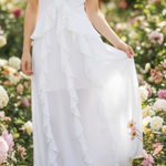 MISA Los Angeles  Claudita Ruffle Maxi Dress, White, XS Photo 0