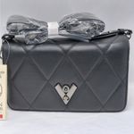 Valentino Orlandi Women Crossbody Bag Black Quilted Vegan Leather Handbag Purse Photo 3