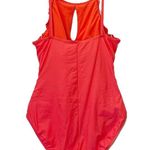 Ellen Tracy Ruched High Neck Ruffle Keyhole One-Piece Swimsuit Siren Red Size 14 Photo 3
