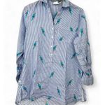 True Destinations | XS | Striped Parrot Macaw Cotton Cover Up Tunic Shirt Dress Blue Photo 0