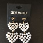 Steve Madden  3 Tier Gold & Pearl Hearts Earrings Photo 1