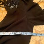 Casadei  c1982 Black Long Sleeve V Neck Beaded Shoulder Dress SZ 6/8 Vintage Photo 8