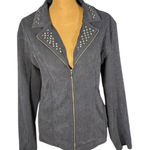 Southern Lady Faux Suede Studded Jacket Women’s Size 18 Gray Studded Zip Front Photo 0