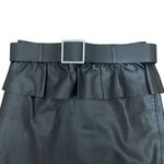 ZARA  Black Faux Leather Peplum Ruffle Mini Skirt Jewel Buckle Belt Size Small Photo 7