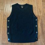 Ann Taylor black ribbed knit button side vest tank medium Photo 1