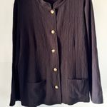 Orvis Black Jacket L Textured Long Sleeve Mandarin Collar Button Minimal Classic Photo 1