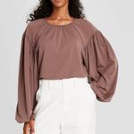 A New Day Brown Balloon Sleeve Blouse Photo 0