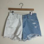 Vervet  Rebecca high rise colorblock fringe Denim shirts size medium Photo 1