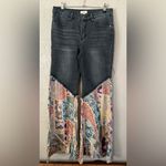 70’s Womens Mid Rise Jeans Patchwork Bell Bottom Pants Washed Denim Size S New Black Photo 1