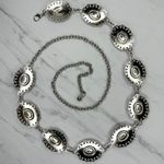 Womens Southwestern Concho Chain Belt Silver Tone Stamped One Size OS ✨ Photo 1