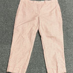 Ann Taylor  Pink White Houndstooth Plaid womens pants size 14 cuffed tweed Photo 0