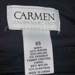 Carmen Marc Valvo  silk like black blue pencil‎ skirt XS Photo 4