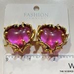 Vintage style Jelly Purple Heart Crystal Glazed Love‎ Metal heart Zircon new Pink Photo 3