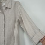 Sigrid Olsen Linen Button Up Shirt Beige Button Back
Roll Tab Sleeves Size M Photo 5