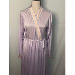 Vintage Lilac Robe Long Lounge Wear Rainbow Trim Belted Womens Sleepwear Purple Size M Photo 5