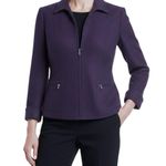 Coldwater Creek Womens Deep Purple Lined Zip Pocket Blazer Professional Chic Photo 0