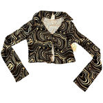 Self Esteem NWT  Size‎ Medium 70s Ripple Brown wavy long sleeve crop top retro Photo 0