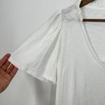 Nation Ltd  Tierra Flirty Tee White Ruffled Neck Flutter Sleeve V Neck T Shirt Photo 8