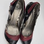 Buckle BKE Women Heels 6.5 Snakeskin Patchwork Pumps Black Red Retro Statement Photo 5