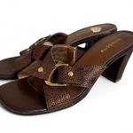 Liz Claiborne VTG. Y2K  BROWN LEATHER BUCKLE STRAPPY HEEL SANDALS‎ 7.5. Photo 0