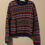 Abercrombie & Fitch Red and Blue Patterned Crewneck Sweater Photo 0