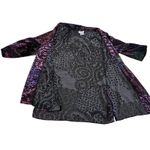 Velvet Burnout Kimono Jacket Size Medium Open Front Purple Green Patchwork Boho Photo 7