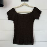 ZARA  Black Puff Sleeve Smocked Blouse Photo 2