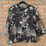 Chico's Additions Top Women's XL Abstract Giraffe Print 3/4 Sleeve Cotton Blazer Photo 0