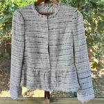 Rebecca Taylor Women's White And Black Tweed Peplum Jacket Size 8 Photo 0