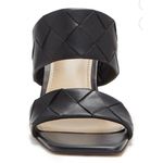 Vince Camuto Leather Sandals Size 6.5 Black Double Strap Woven Heels Photo 2