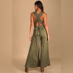 Lulus NWT Chic By Trade Olive Green Convertible Wide Leg Jumpsuit Large Photo 3