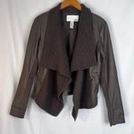 Bar III Shawl Collar Faux Leather Trim Open Front Cardigan Jacket Size Small Photo 1