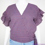Madewell NEW  Flutter-Sleeve Side-Tie‎ Wrap Top in Plaid, S Photo 6