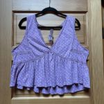 Lucky Brand Lilac Cropped Floral Babydoll Crochet Peplum Top Boho Y2K Size Large Photo 0