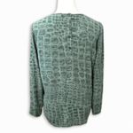 French Connection  Tunic Top Long Sleeve Crocodile Print Button Closure Gray W 6 Photo 3