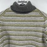 Vince ‎ Green Gray Fair Isle Striped Wool Cashmere Turtleneck Sweater Size Small Photo 3