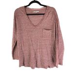 American Eagle  Womens Pink V-Neck Waffle Knit Pocket Sweater Size M Photo 0