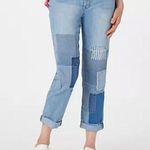 LOGO By Lori Goldstein LOGO Lavish Womens Blue Boyfriend Boho Patchwork cropped jeans size 6P Photo 0