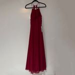 NEW Azazie Ginger A-Line Halter Pleated Chiffon Bridesmaid Dress Burgundy A8 Photo 2