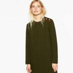 ZARA  Collection quilted Knit army green long-sleeve military-style sweater dress Photo 2
