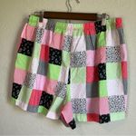 Patchwork Gingham Pink Green Floral Checkered Cotton Shorts Ladies Size 1X Photo 1
