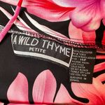 A Wild Thyme Vintage 90s Dress Hawaiian Pink Floral Midi Dress Vacation Dress Black Size 14P Photo 4