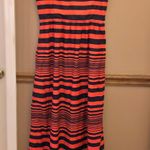Gap Sleeveless Pocket Striped Maxi Dress Navy Blue Red 4 Photo 1